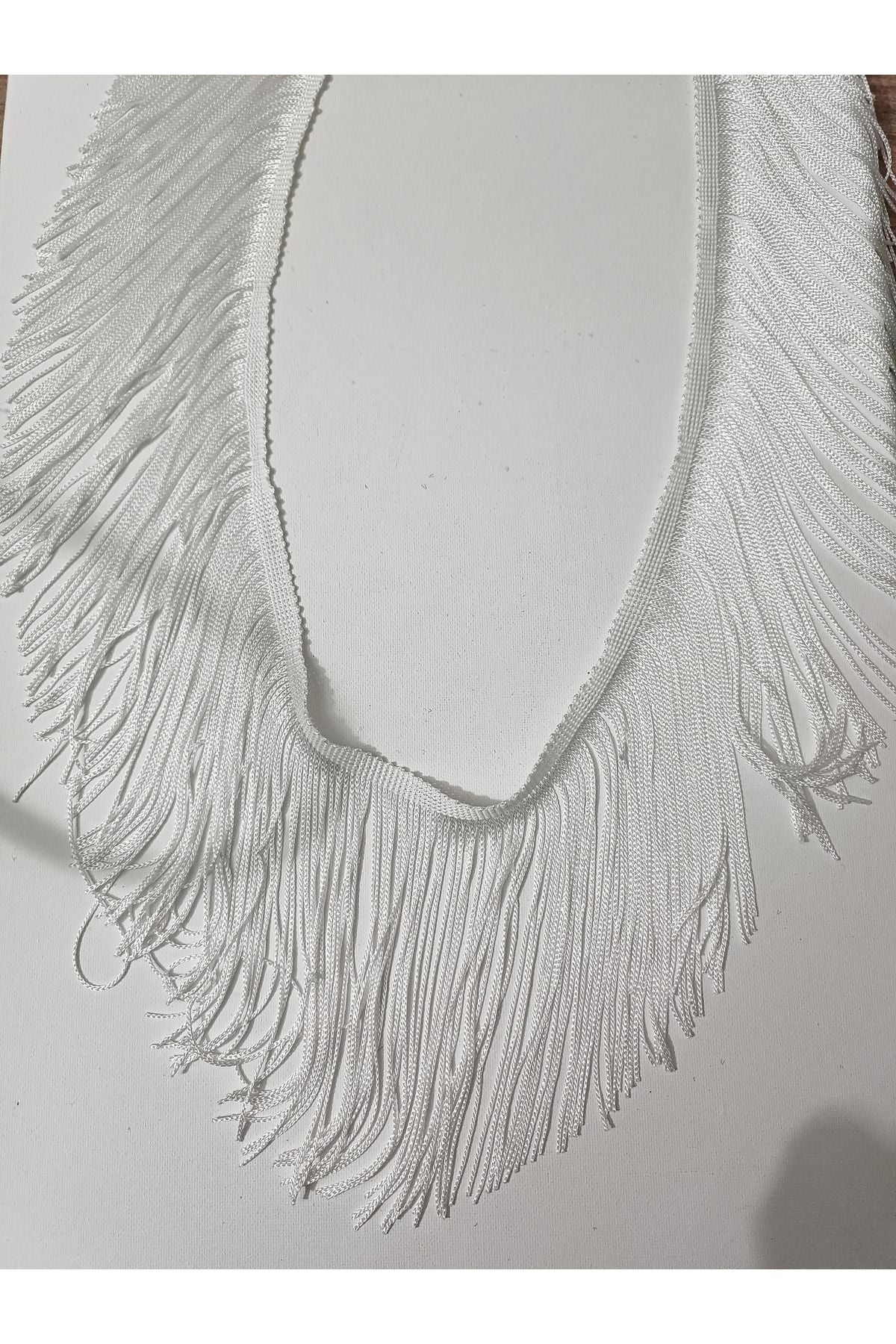 Beyaz Düz Püskül Saçak 15 cm