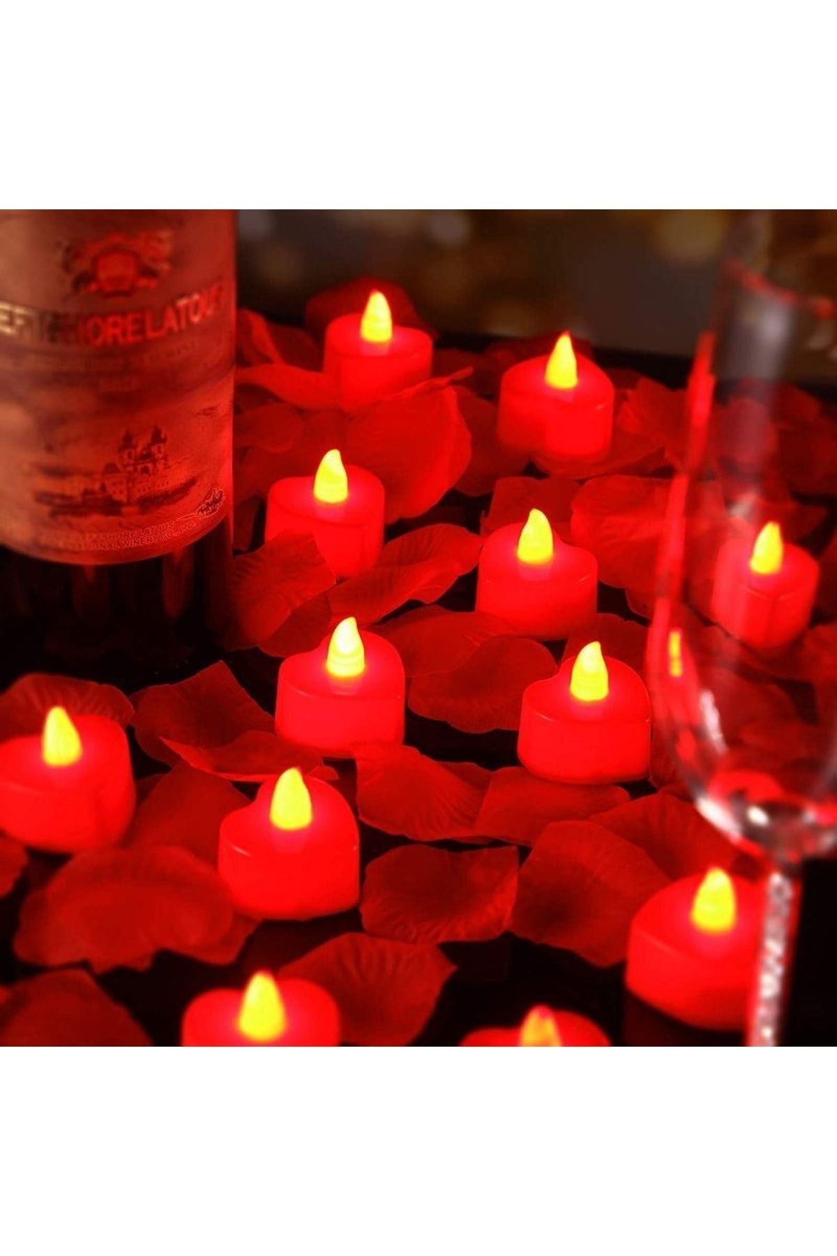 Vıpkalite 24 Stück rote LED-beleuchtete Herzkerze Rote LED-Kerze Weihnachtskerzen Batteriebetriebene Kerze Beleuchtete Kerze