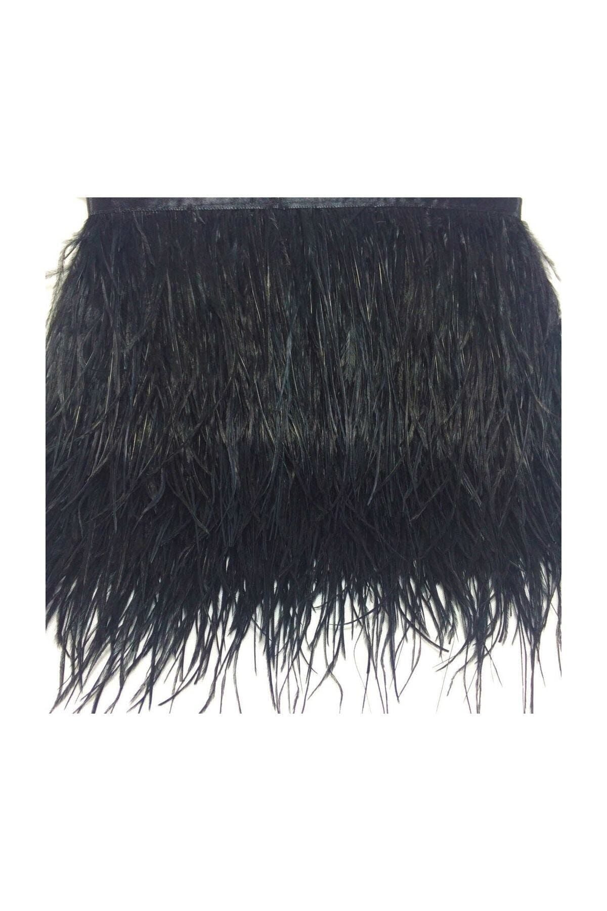 1 Meter Straußenfeder Schwarz 12 cm