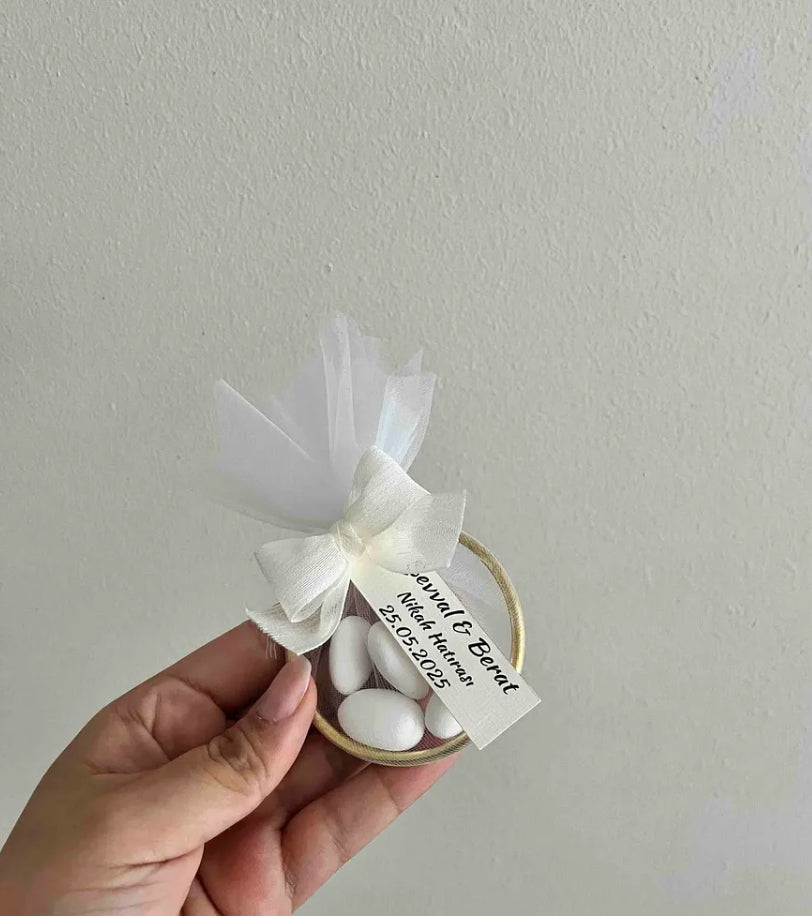 10 Adet Süslemeli Halka Şekerleme Nikah Şekeri – Nişan, Söz ve Düğün İçin Magnetsiz Hediyelik