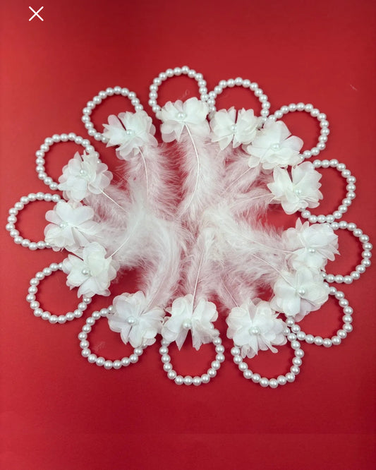 Brautjungfernarmband, weiße Blume, 5 Stück