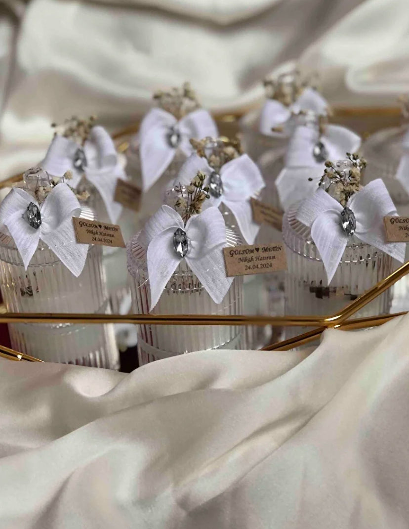 10 Adet Parlak Taşlı Nikah Şekeri Mum – Söz, Nişan, Kına, Düğün, Mevlüt ve Sünnet İçin Hediyelik Hatıra