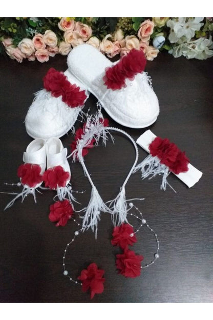 Lohusa Terlik Ve Taç Bebek Patik Ve Bandana Seti