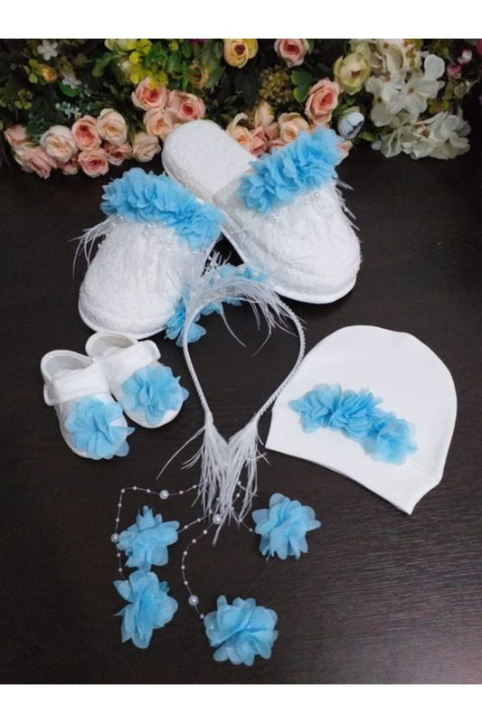 Lohusa Terlik Ve Taç Bebek Patik Ve Bandana Seti