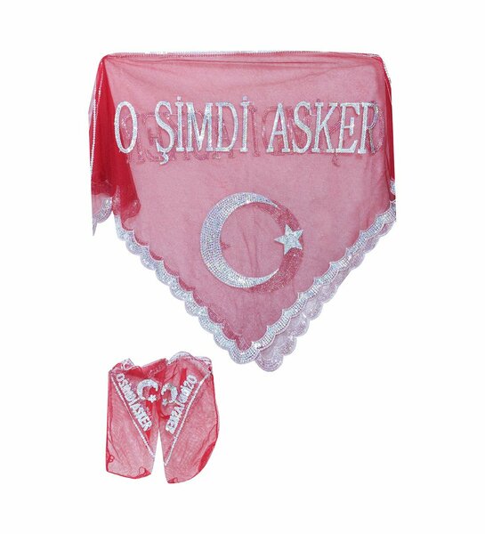 Kırmızı O Şimdi Asker Yazılı Örtü Seti – Asker Eğlencesi ve Uğurlama İçin