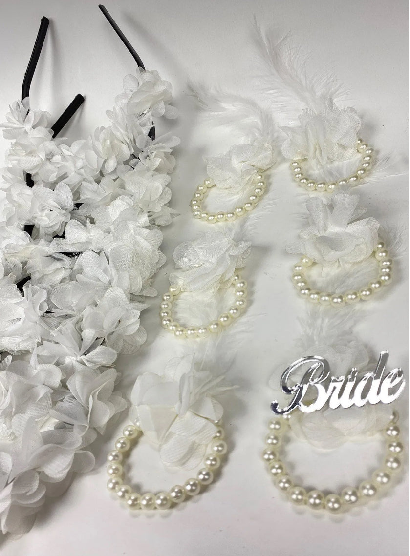 Bride Nedime Tacı ve Nedime Bilekliği Seti 6 Adet Taç 6 Adet Bileklik Set