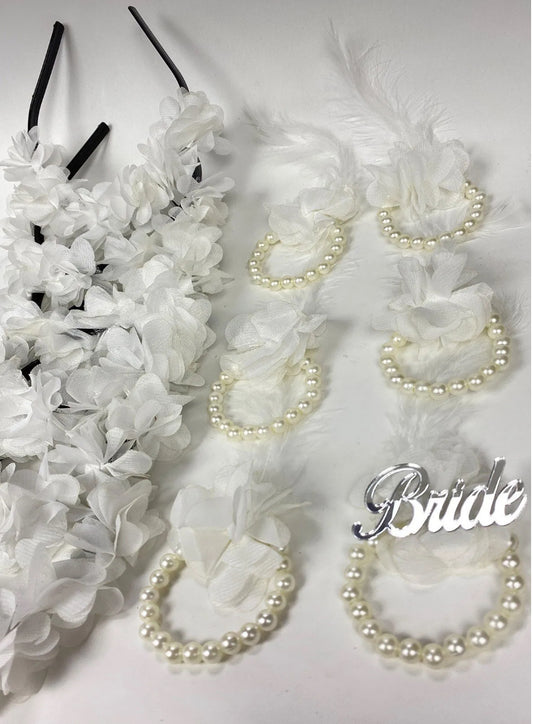 Bride Nedime Tacı ve Nedime Bilekliği Seti 6 Adet Taç 6 Adet Bileklik Set