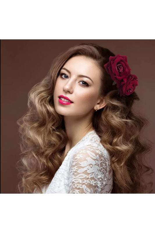 2 adet Kadın Gül Çiçeği Saç Tokası Gül Yan Taraklar Flamenco Çiçekleri
