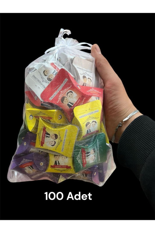 Kına Hediyelik Kına, Kınamıza Hoşgeldiniz Yazılı 100 Adet Hediyelik Kına Gecesi Ciklet Kına
