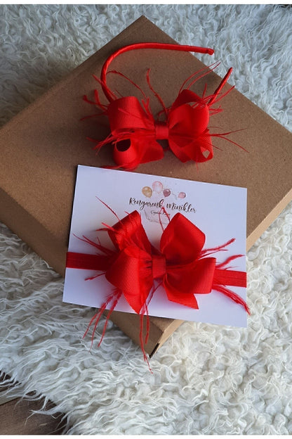 Kırmızı  Tüylü Anne Bebek Lohusa Taç Seti ( Yılbaşı Konseptli Taçlar)