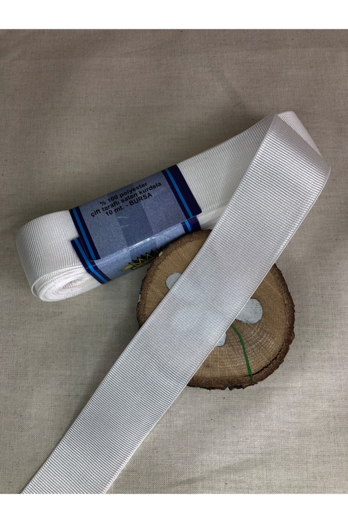 10 Metre Kırık Beyaz Grogren Kurdele (3 Cm En)