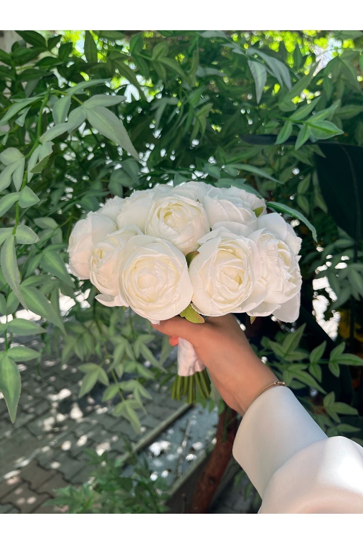 Pfingstrosen-Brautstrauß - Weißer Pfingstrosen-Brautstrauß - Blumenstrauß - Hochzeitsstrauß - Brautstrauß