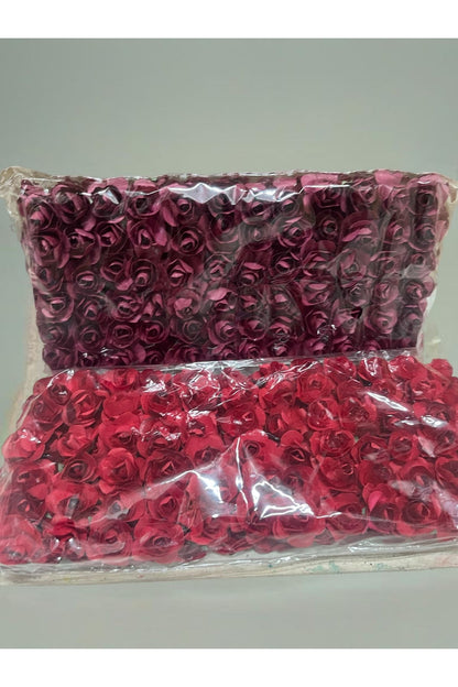 Kırmızı ve Bordo Kağıt Gül 2 paket El işi Süsleme Hobi Dekorasyon Yapay Çiçek Arajman 144 lü 2 paket