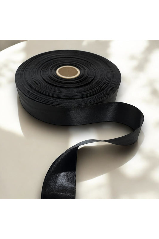 Siyah Saten Kurdele 4 cm 1 Metre