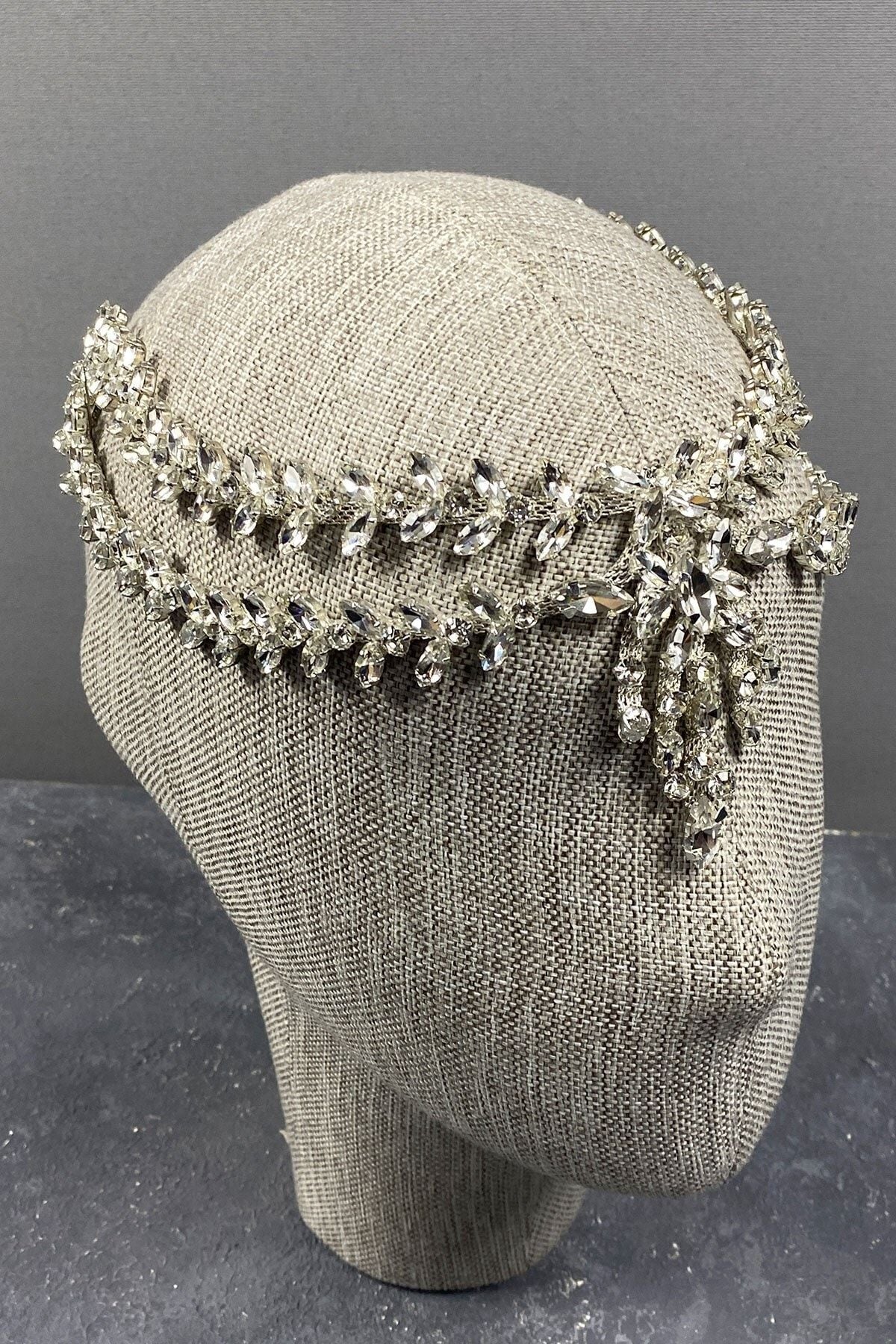 Brautkrone, Brauthaar-Accessoire, silbernes Sema-Stirnband, Braut- und Henna-Krone, Haar-Accessoire