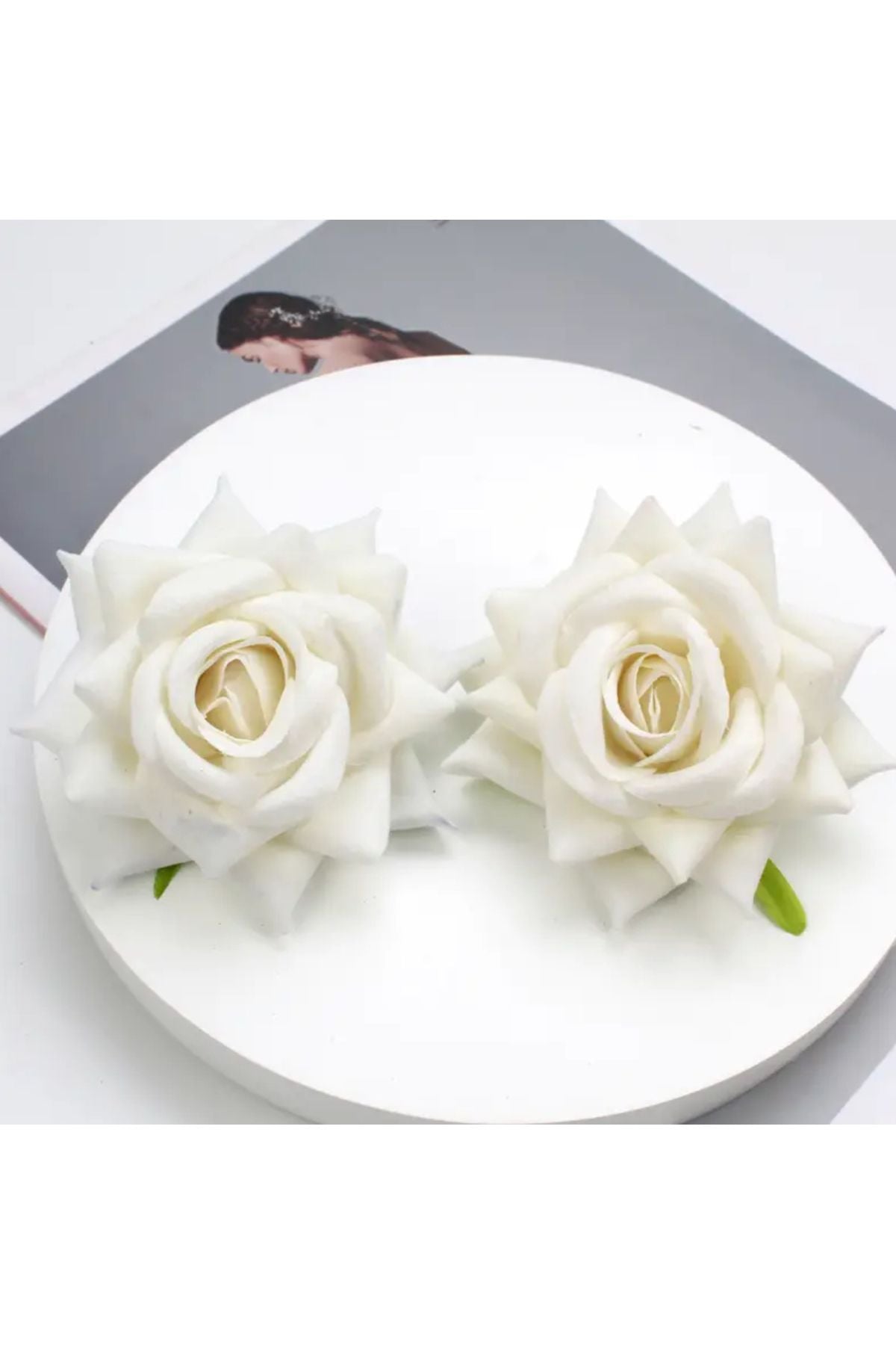 Kırmızı Kadife Güllü Toka 1 Adet , Güllü Kadife Toka