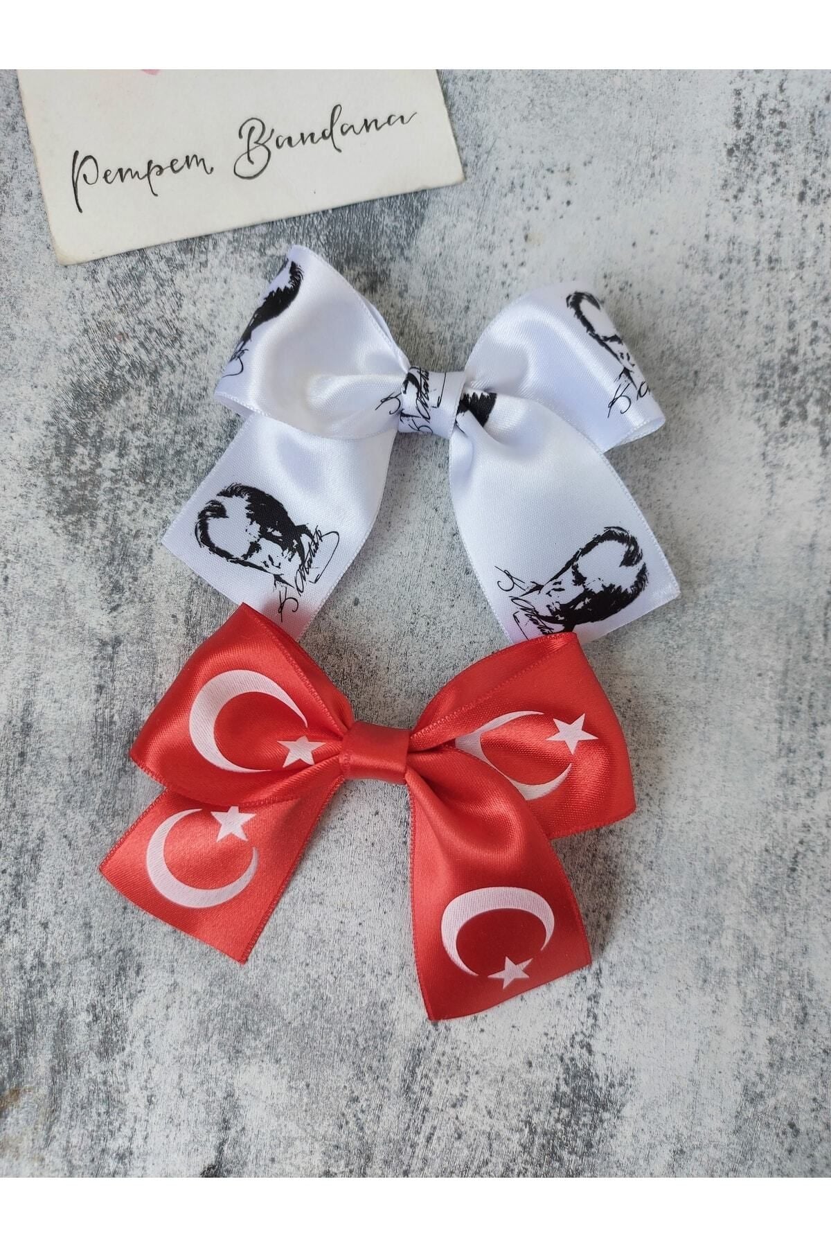 Atatürk Ve Türk Bayrak Desenli Klips Toka