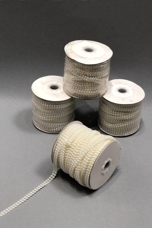 Doppelreihige Creme Schliffperle 4 mm 1 Meter