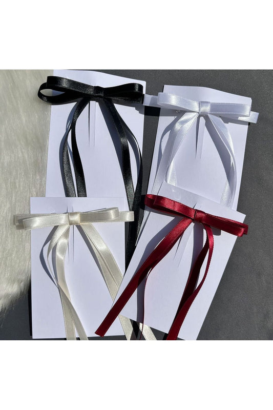 4 Stück bunte Damen Satinband Schleife Haarspange Clip