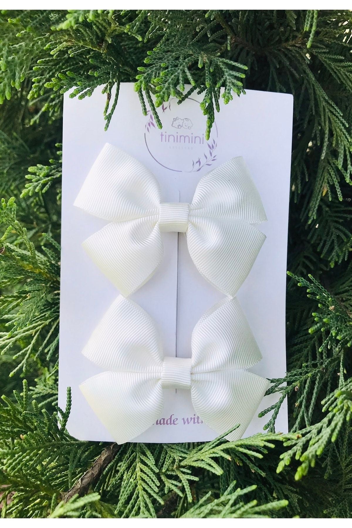 Kız Çocuk Beyaz Ikili Fiyonk Pens Toka Seti