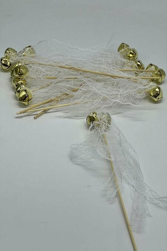 Kına Gecesi ve Bekarlığa Veda İçin Çubuk Zil – 10’lu Paket, El Yapımı Süslemeli