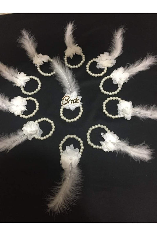 1 Perlenarmband für die Braut, 10 Perlenarmband für Brautjungfern, Weißgold, Braut-Henna-Nacht, Junggesellinnenabschied