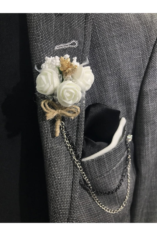 Beyaz Güllü Yaka Çiçeği  10 Adet - Damat Çiçeği - Sağdıç Çiçeği Zincirsizdir