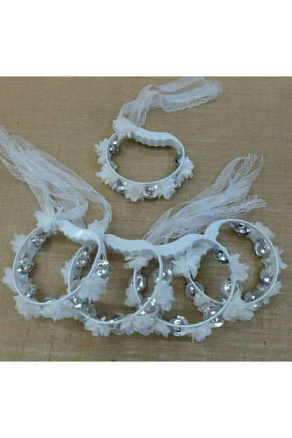 Kına Tacı Süslü Tef Nedime Bilekliği Seti Beyaz Kına Seti Beyaz