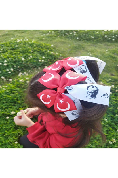Halbmondstern Atatürk Mädchen Schleife Haarspange