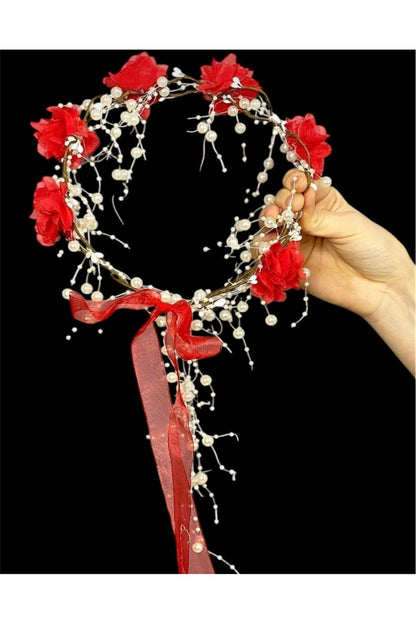 Lazer Çiçekli Özel Tasarım Taç, Nedime Tacı, Gösteri Tacı, Kına Tacı, Dış Çekim Tacı