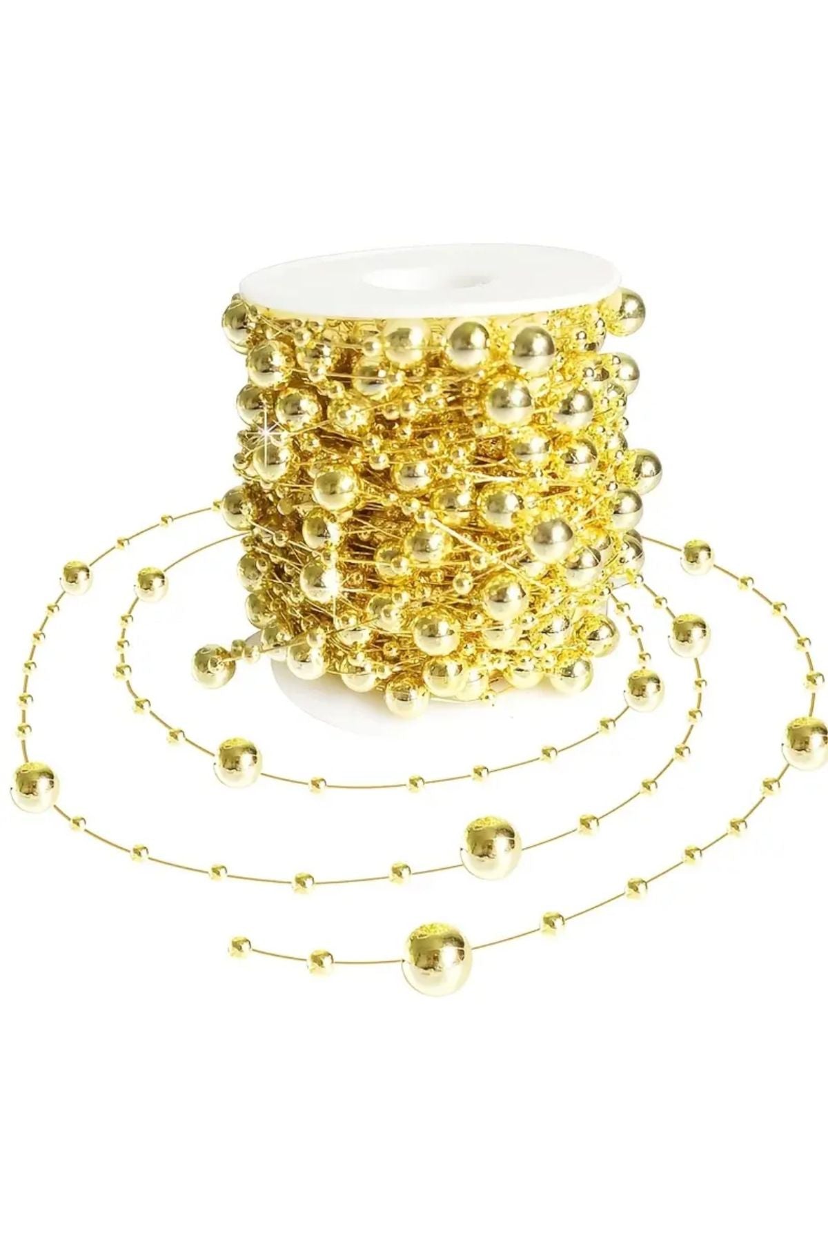 Altın Sarısı Saçaklı Misinalı Inci (1 Metre) , Gold Misina İnci 1 Metre