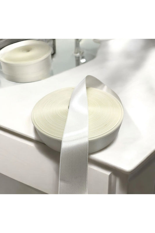 Krem Saten Kurdele 4 Cm 1 Metre