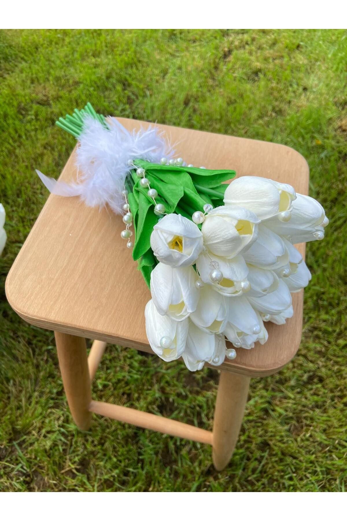 Brautstrauß Nasse Tulpe Weiß Bräutigam Boutonniere