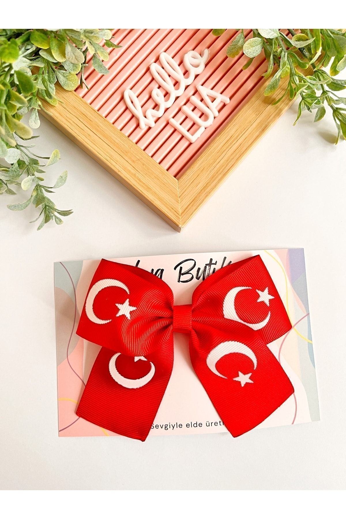 23 Nisan Özel Bayrak Desenli El Yapımı Fiyonk Pens Toka