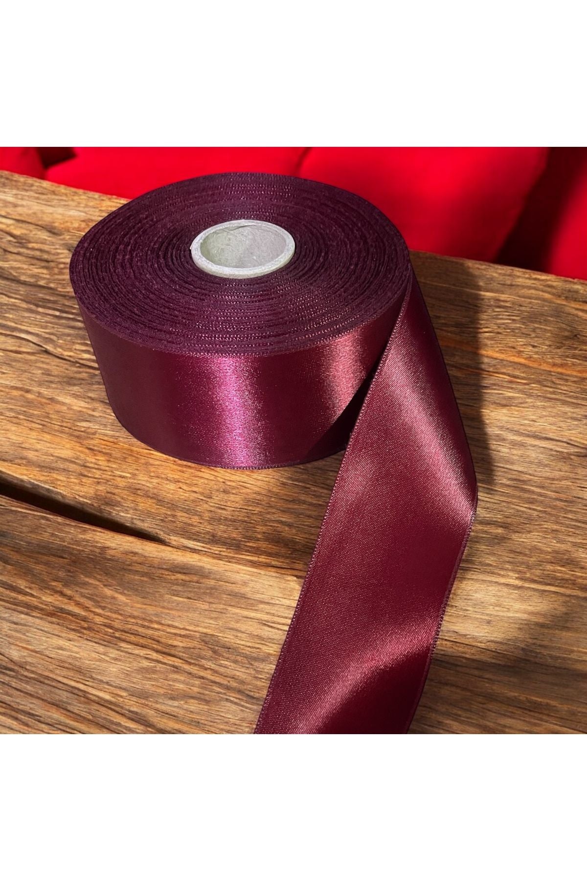 6cm Bordo Saten Kurdele  10 Metre Buket Yapımı için Uygundur