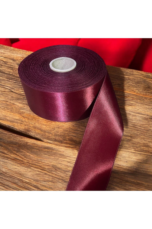 6cm Bordo Saten Kurdele  10 Metre Buket Yapımı için Uygundur
