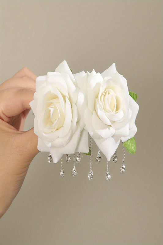 Velvet Rose Haarnadel-Set mit Steinanhänger – Elegantes und stilvolles Design