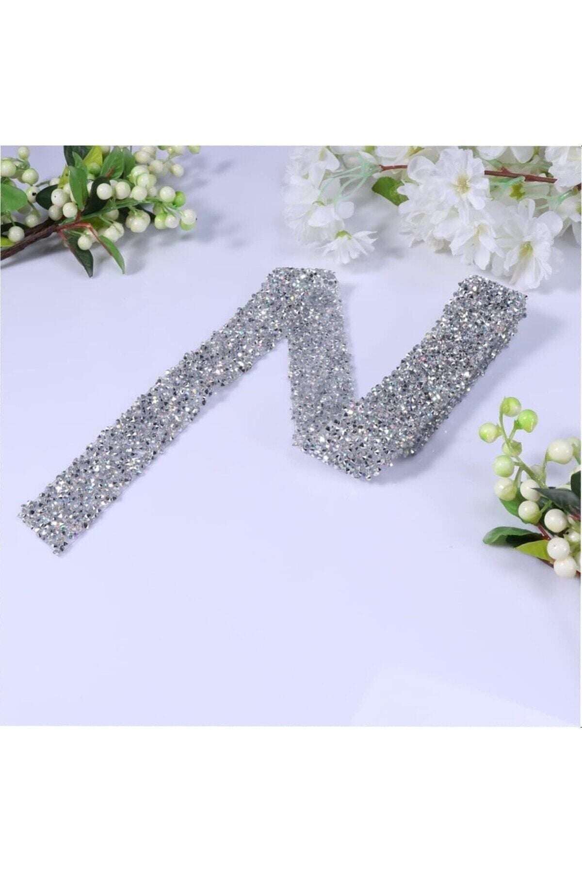 Hayal Model Gümüş Ütüyle Isıyla Yapışan Taşlı Şerit 2 cm 1 Metre