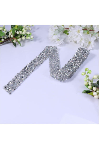 Hayal Model Gümüş Ütüyle Isıyla Yapışan Taşlı Şerit 2 cm 1 Metre