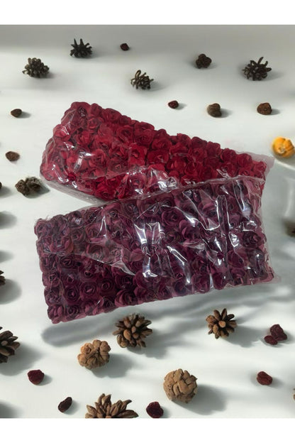 Kırmızı ve Bordo Kağıt Gül 2 paket El işi Süsleme Hobi Dekorasyon Yapay Çiçek Arajman 144 lü 2 paket