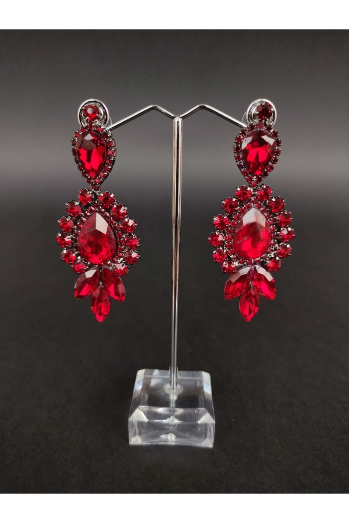 Burgunder Kristall Stein Henna Hochzeit Braut Ohrringe