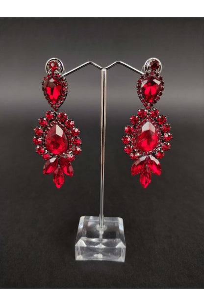 Burgunder Kristall Stein Henna Hochzeit Braut Ohrringe