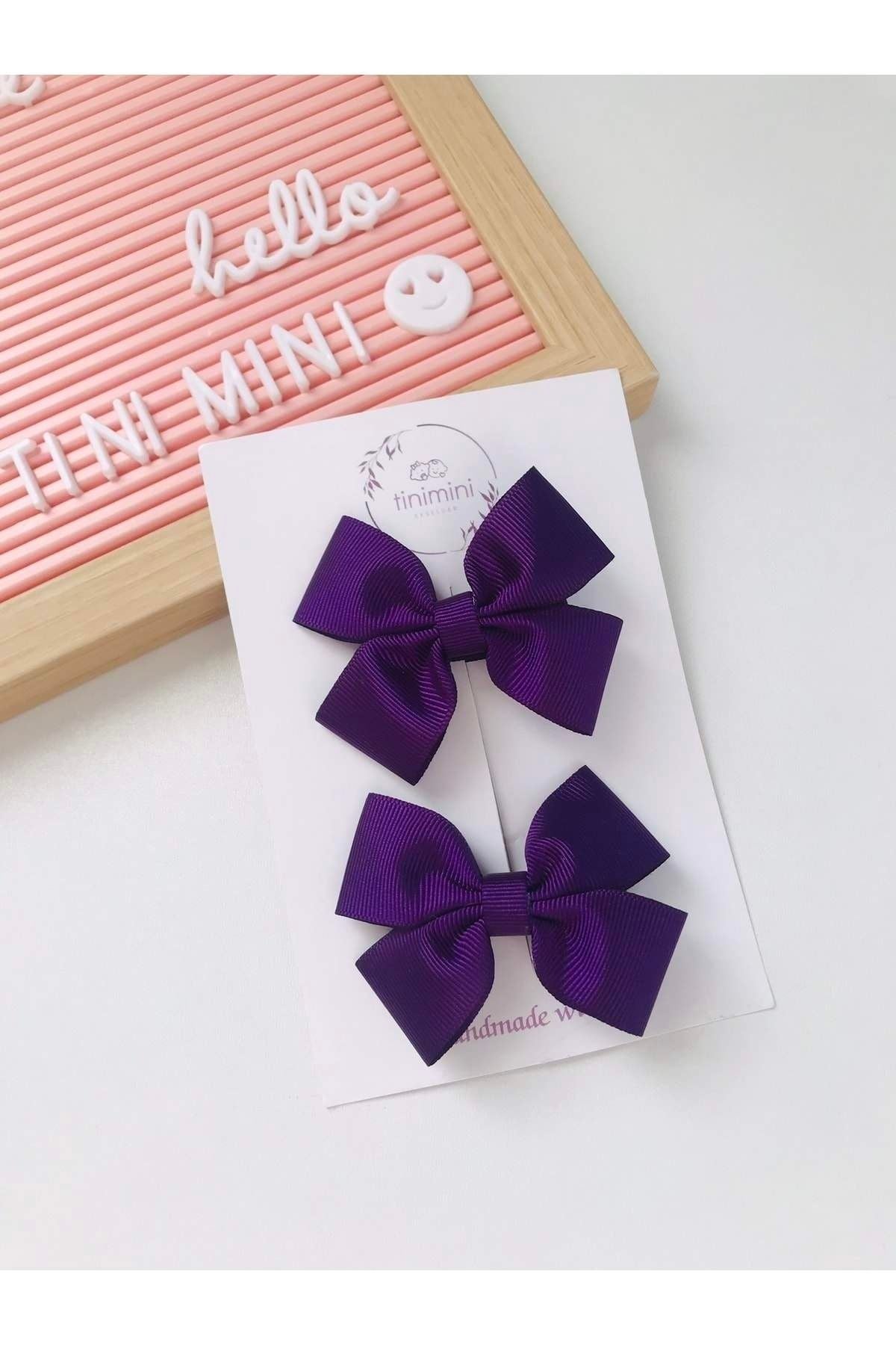 Lila Haarspangen-Set mit Doppelschleife für Mädchen
