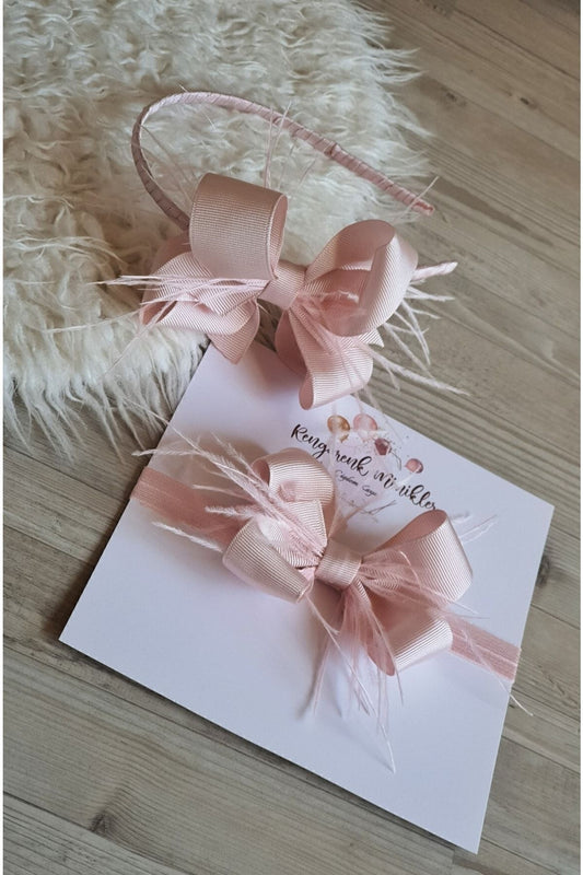Kurdele Fiyonk Tüy Detayli Anne Bebek Lohusa Taç Seti