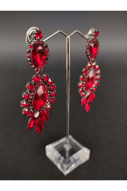 Burgunder Kristall Stein Henna Hochzeit Braut Ohrringe