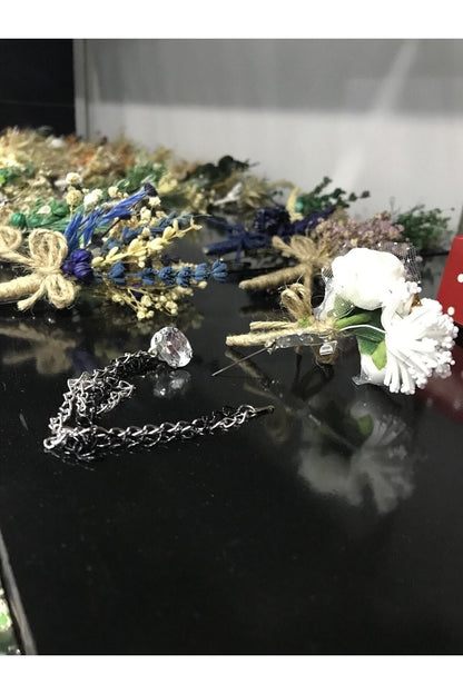 Beyaz Güllü Yaka Çiçeği  10 Adet - Damat Çiçeği - Sağdıç Çiçeği Zincirsizdir
