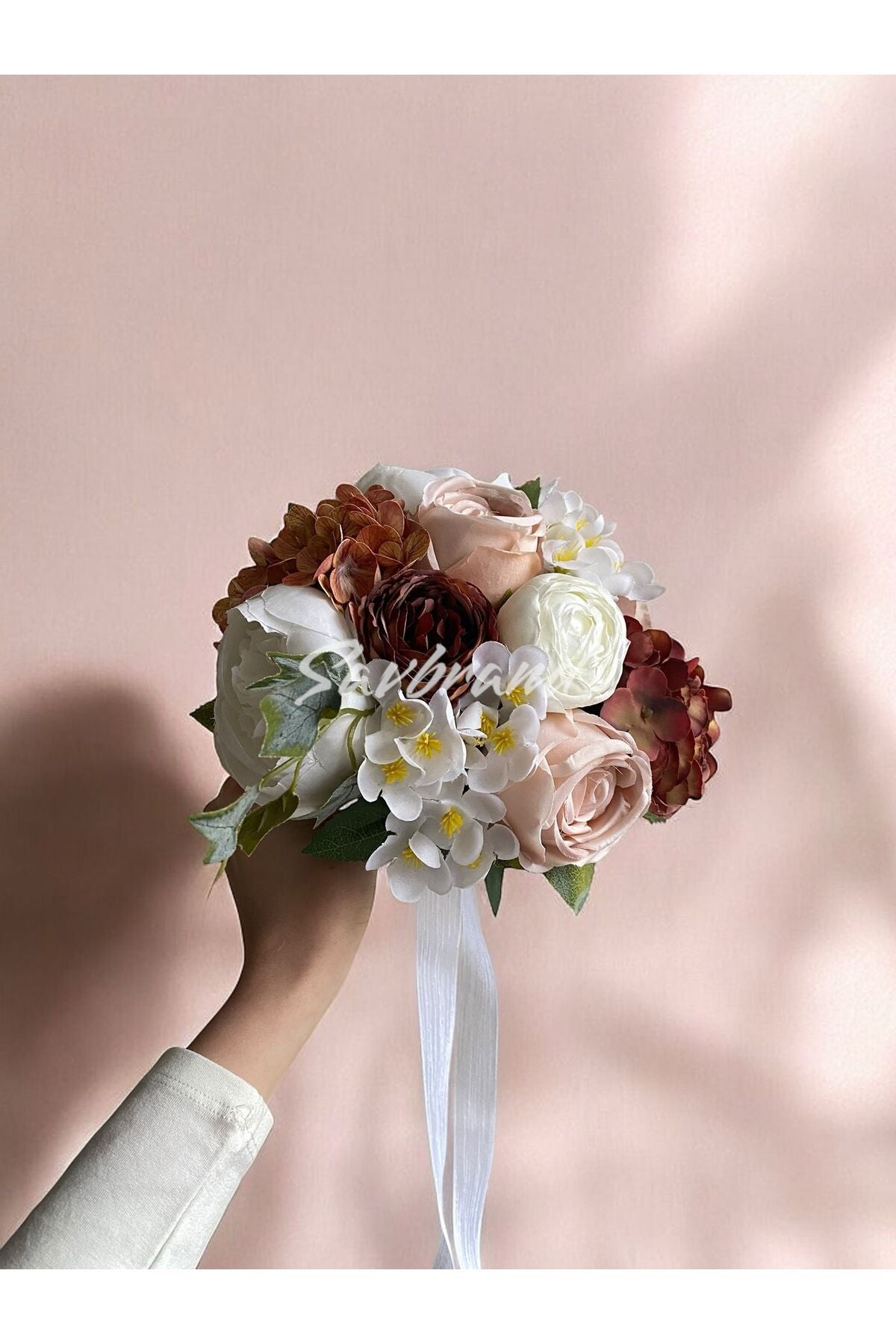 Kaffeefeuchte Hortensie Brautstrauß und Boutonniere - Verlobungsstrauß - Hochzeitsstrauß