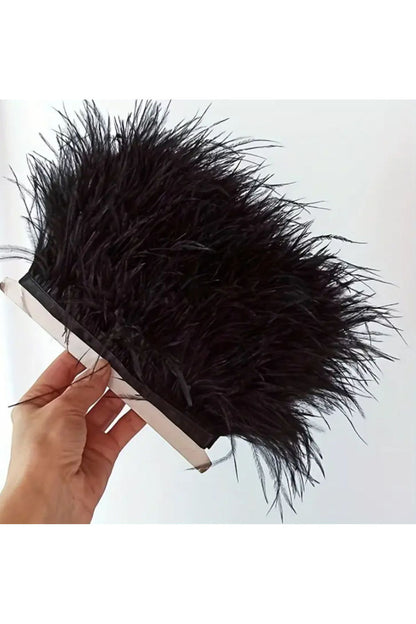 Schwarzes Straußenfederband – 9 cm Höhe, 1 Meter – Luxuriöses und natürliches Dekorationsmaterial