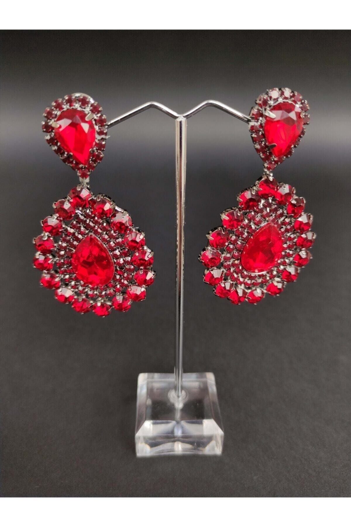 Burgunder Kristall Stein Henna Hochzeit Braut Ohrringe