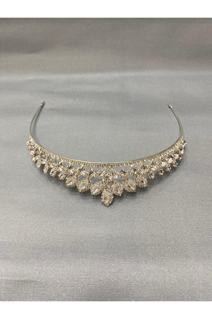 Perla weißer Zirkonstein dünne, stilvolle und elegante Brautkrone - Henna-Krone, Versprechens- und Verlobungskrone
